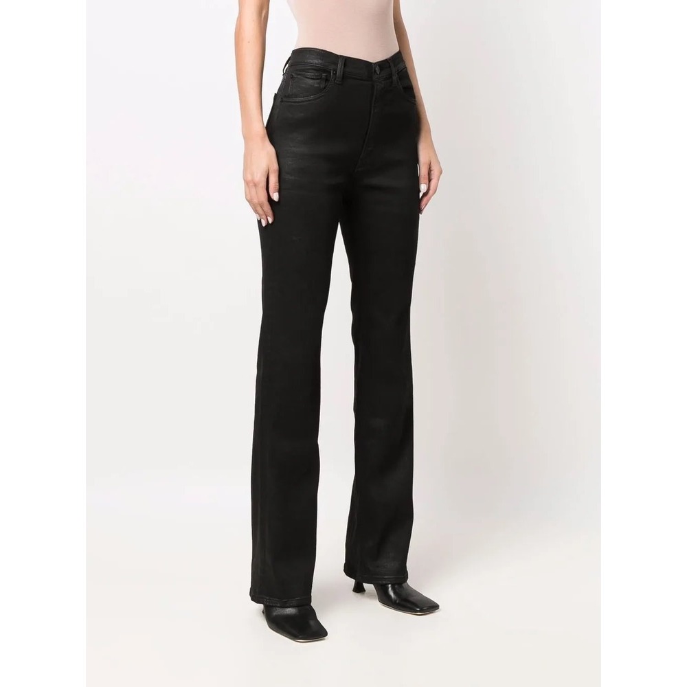 3x1 NYC Women Black Coated‎ Flare Cut Trousers Jeans Jet Size 27